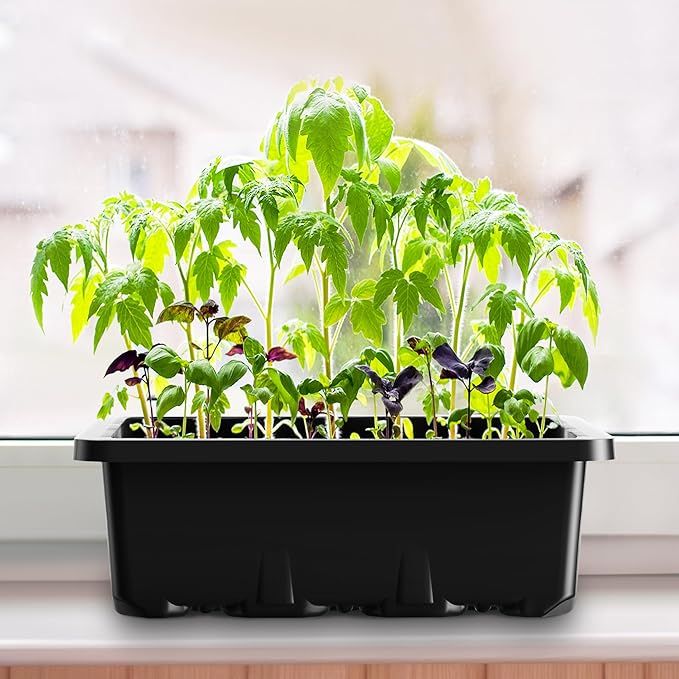 MIXC 10 Packs Seed Starter Tray Seed Starter Kit with Humidity Dome (120 Cells Total Tray) Seed Starting Trays Plant Starter Kit and Base Mini Greenhouse Germination Kit for Seeds Growing Starting