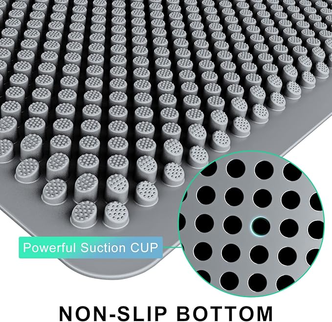 Fowooyeen Outdoor Door Mat, 30'' x 17'' Silicone Scraper, Non-Slip Washable Weatherproof Entrance Mat, Low-Profile Shoe Cleaner for Indoor or Outdoor Use, Gray