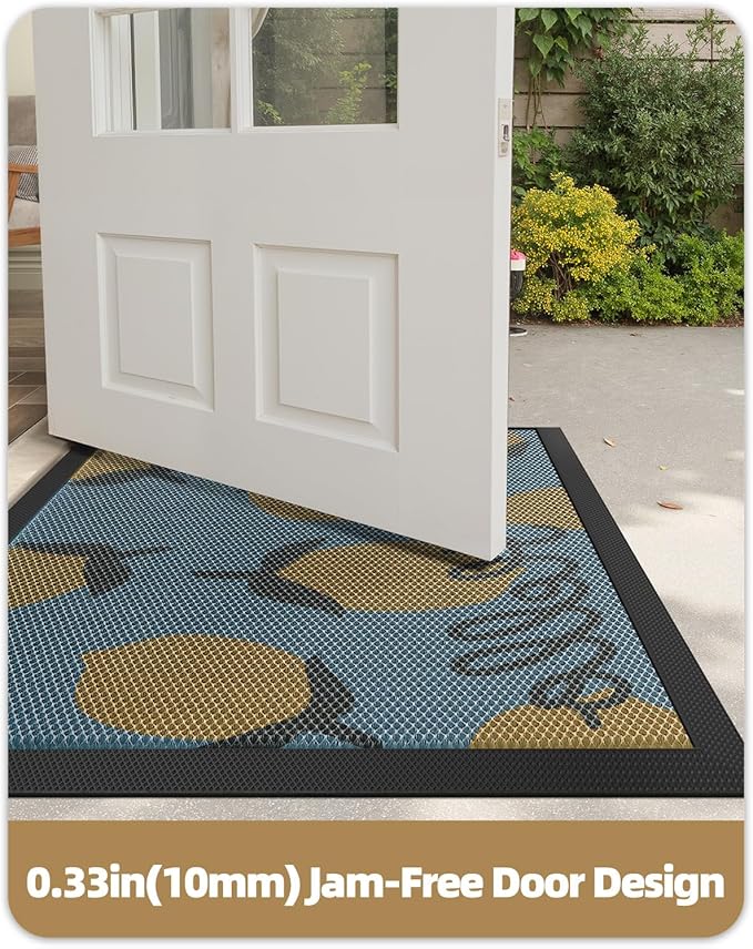 Color&Geometry Outdoor Doormats 24"x36", Yellow- Dirt Trapping, Non-Slip, Durable, Low Profile, Easy Clean, Sturdy Rubber Entry Rug, Front Door Mat for Inside House/Entrance/Entryway