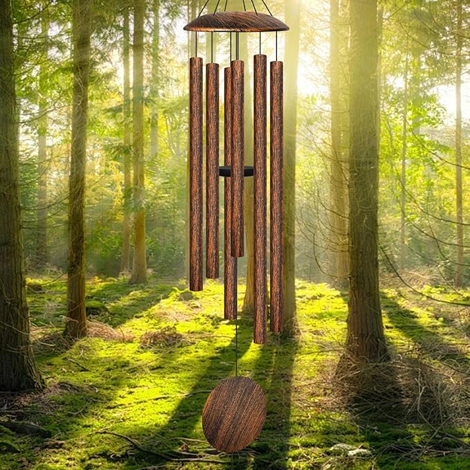 45" Large Wind Chimes for Outside, 6 Thick and Bold Aluminum Tubes Tuned Relaxing Melody Wind Chime Deep Tone, Big Wind Chimes for Garden Patio Decor, Great Gift Idea for Mother's Day (Vintage)