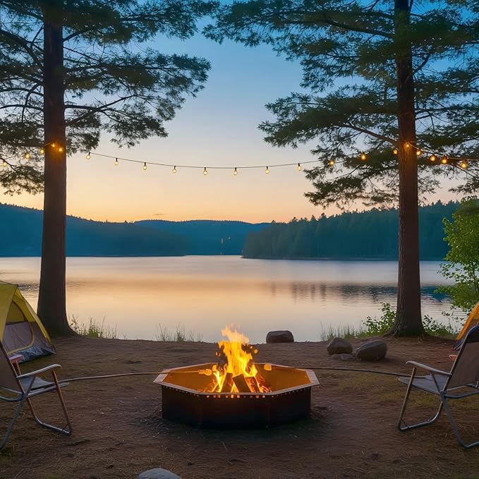 Heavy Duty Smokeless Fire Ring – 40 inch Outer/36 inch Inner Large Detachable & Portable Corten Steel Fire Pit Ring for Outdoor Camping & Bonfires – DECOROCA