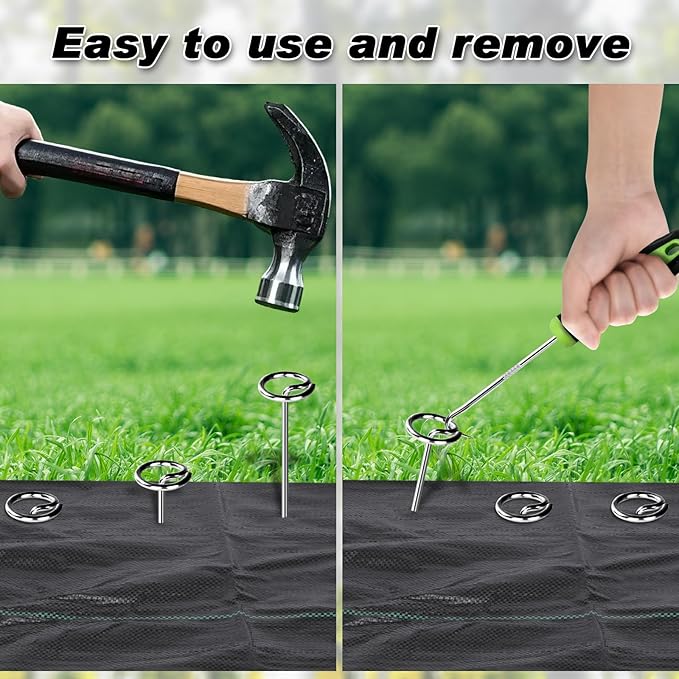FEED GARDEN 60 Pack Landscape Staples 8 Gauge 6 Inch Galvanized Garden Stakes SOD Pins Yard Lawn Spikes for Plant Cover, Tent, Weed Barrier Fabric, Turf, Inflatable and Outdoor Decoration
