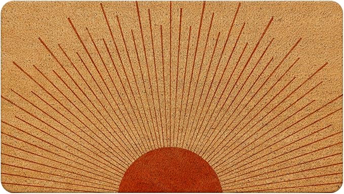 Nogrit Retro Boho Coir Neutral Sun Sunrise Sunset Mid Century Modern Soft Rugs Anti-Slip Door Mat 17x30 Non-Slip Coir Doormat for Doormat Indoor Entrance Door Mat Entryway Indoor Entrance