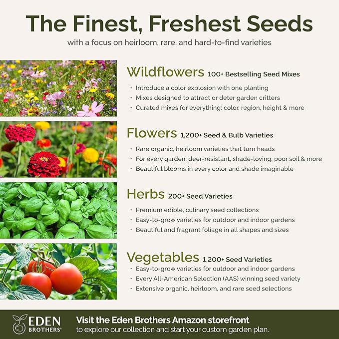 Eden Brothers All Annual Wildflower Mixed Seeds for Planting, 1/4 lb, 120,000+ Seeds with Sunflower, Indian Blanket, Scarlet Flax | Attracts Pollinators, Plant in Spring, Zones 3, 4, 5, 6, 7, 8, 9, 10