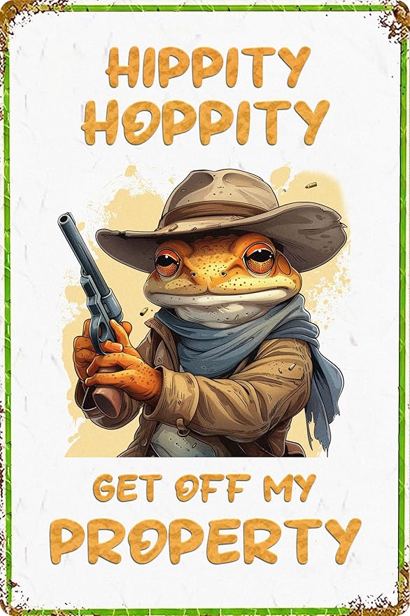 Wall Decor Signs Frog Sign Funny Metal Tin Signs Vintage Bedroom Door Decor Hippity Hoppity Get Of My Property Sign No Trespassing Signs Warning Sign Retro Frogs For Home Room Rules Sign 8 X 12 In