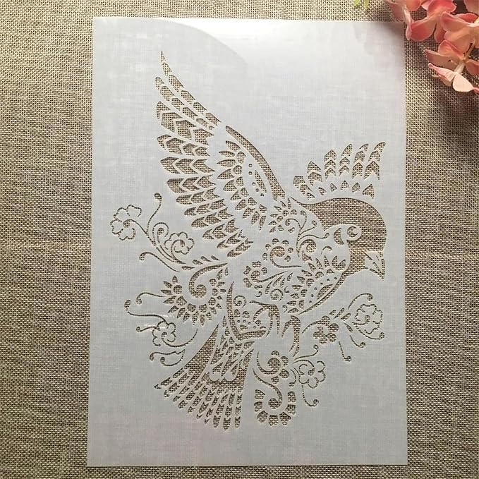 TIAMECH A4 Reusable Sparrow Stencil for Painting - Bird Layering Template, DIY Wall Art, Wood Furniture, Scrapbook & Crafts (8.3x11.7inch)