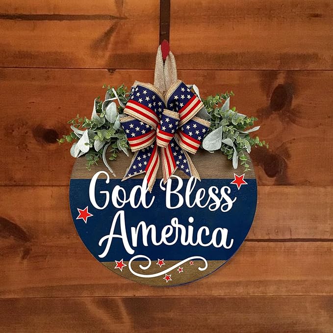Welcome Sign for Front Door Decoration, 12" Round Wood Wreaths Hanging Welcome Sign Porch Farmhouse Decor Housewarming Gift