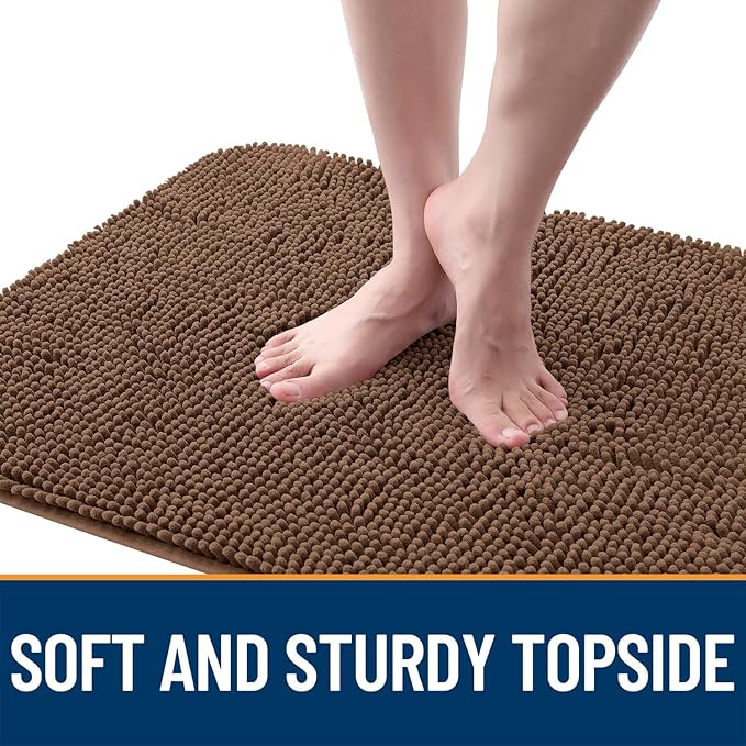 OLANLY Dog Door Mat for Muddy Paws 34x21, Absorbs Moisture and Dirt, Absorbent Non-Slip Washable Doormat, Quick Dry Chenille Mud Mat for Dogs, Entry Indoor Entryway Carpet for Inside Floor, Mocha