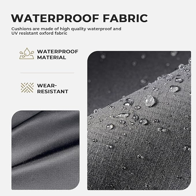 Outdoor Loveseat Cushion Set 46 x 24 inch Waterproof Oxford UV Resistant and Fade Resistant Patio Furniture Cushion, Deep Seat Cushions for Patio Couch, Bench and Swing Chair, Gray