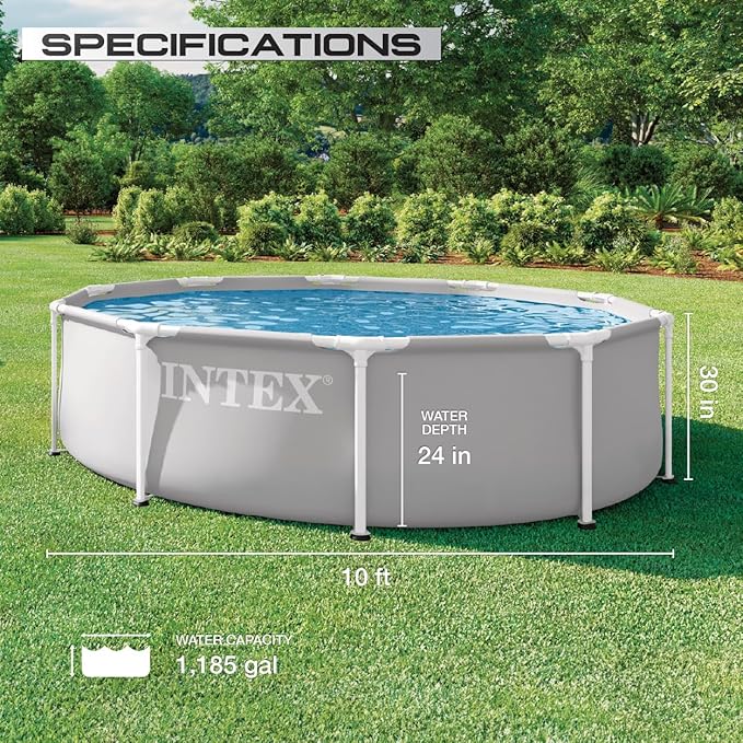 INTEX 26701EP 10Ft X 30In Prism Frame Premium Above Ground Swimming Pool Set with Filter Pump