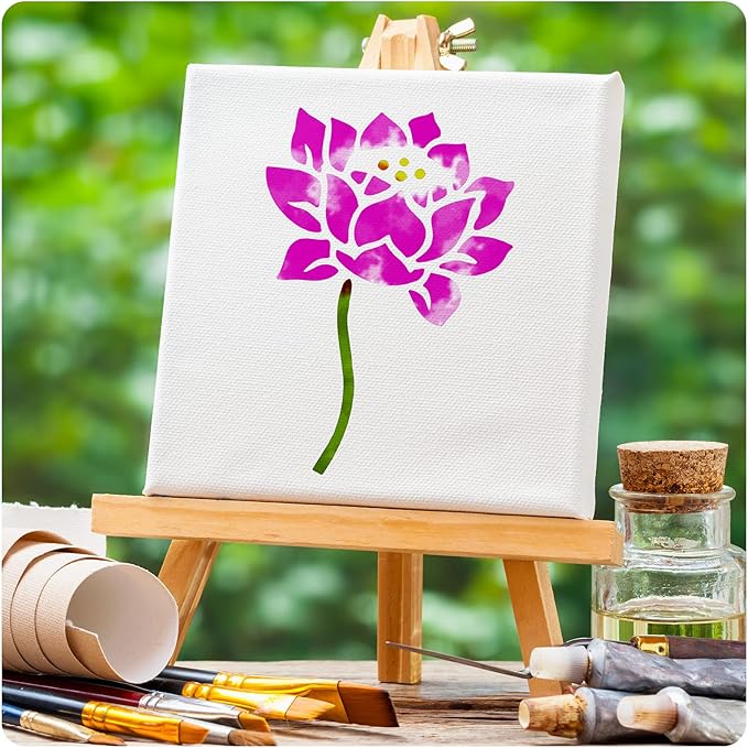 Marspark 66 Pcs Spring Easter Small Stencils for Crafts Reusable 3 Inch Stencils for Painting on Wood DIY Craft Paint Template for Wall Home Decor Card Rock Canvas Drawing Holiday (Flowering Plants)