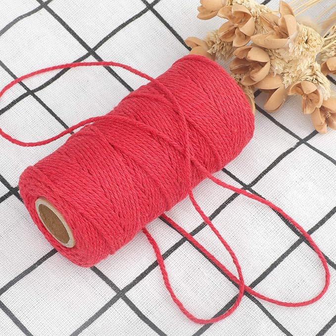 jijAcraft Red Twine String, 328 Feet Valentine's Day Bakers Twine String, 2MM Heavy Duty Packing String for Valentine's Day DIY Crafts, Present Decoration, Gift Wrapping, Craft Wrapping