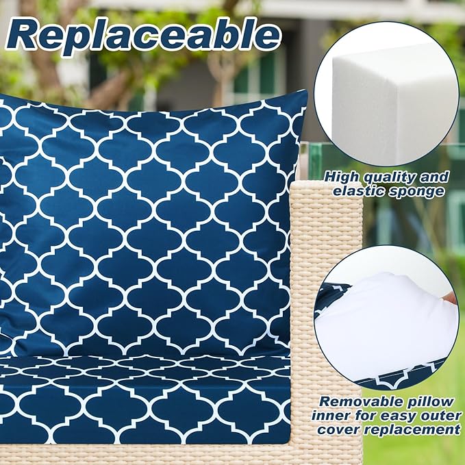 Hoteam 4 Set Outdoor Chair Patio Cushions Deep Seat Waterproof Chair Cushions 20 x 20 Inch for Patio Furniture Set Replacement Removable Seat and Back(Lantern)