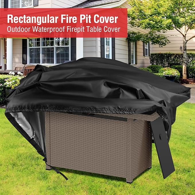 Fire Pit Cover Rectangular 52 Inch,Propane Gas Fire Pit Table Cover,Outdoor Waterproof Firepit Table Cover - 52 x 32 x 26 Inch