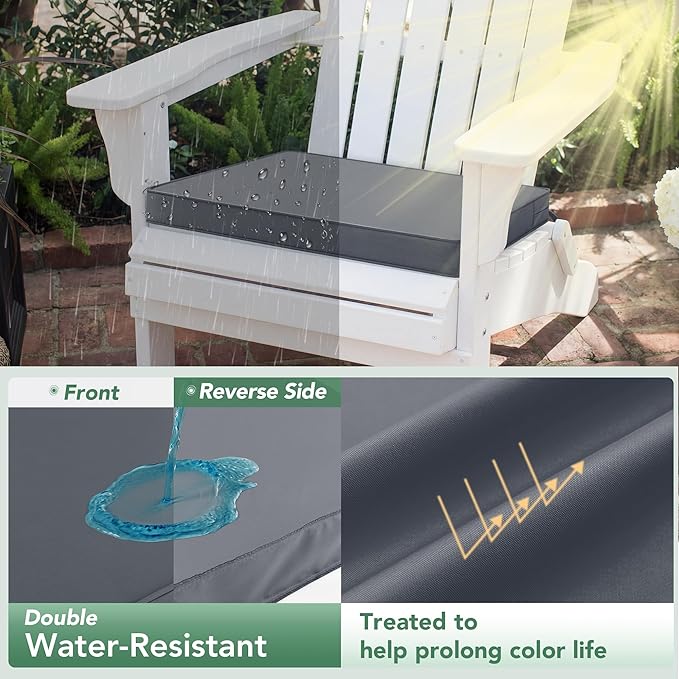 Outdoor Chair Cushions Set of 4: Waterproof & Color Fastness Seat Cushion for Patio Furniture - 22 x 22 x 3 Inch Chair Pads with Ties and Hidden Zipper - Patio Chair Cushion Replacement, Dark Grey