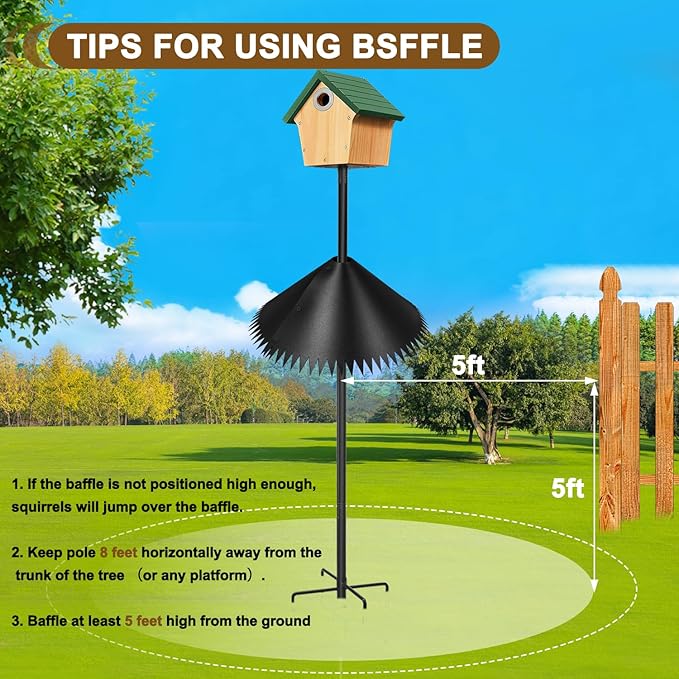 Squirrel Baffle for Bird Feeder Pole, Squirrel Proof Guard Pole Mount Stopper for Outdoor Bird Feeder (19Inch-2pcs)
