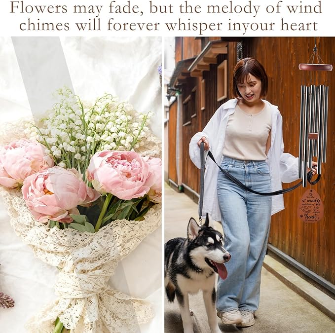 Memorial Gifts for Loss of Dog - Rainbow Bridge Pet Memorial Wind Chimes for Loss of Dogs Pet Remembrance Passing Away Gift in Memory of Dog Wind Chimes for Outside Garden Patio Condolence