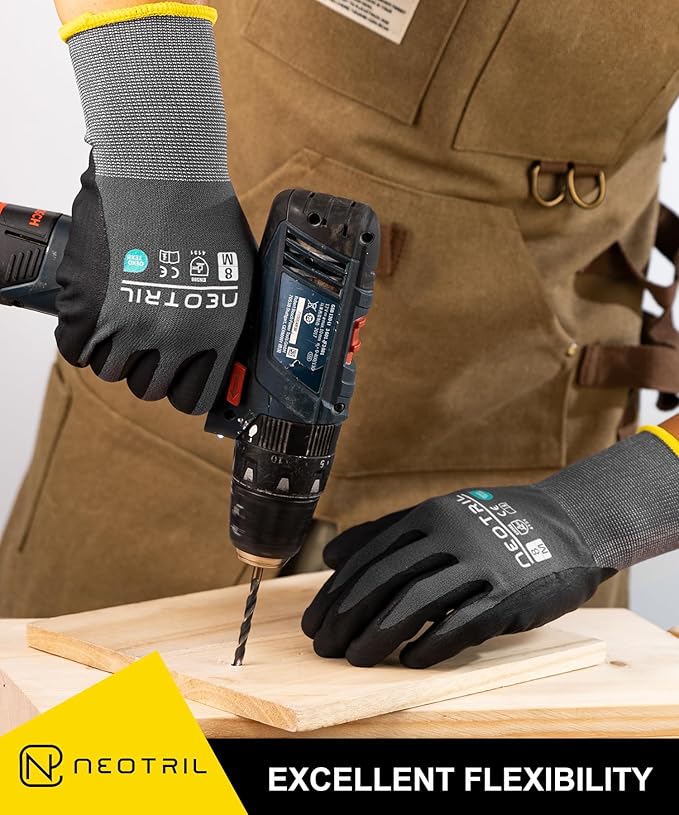 Safety Work Gloves MicroFoam Nitrile Coated-3/6/12/36 Pairs,Breathable Nylon Working Gloves for Men Women
