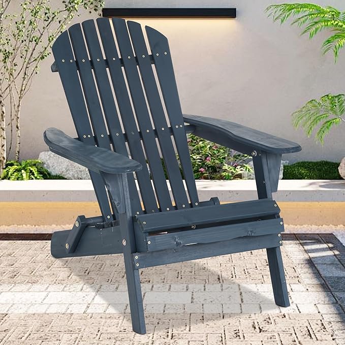 PayLessHere Adirondack Chairs, Weather Resistant Patio Chairs with Pinewood Wooden Textured for Patio Lawn Garden Backyard Deck Pool Beach Fire Pit