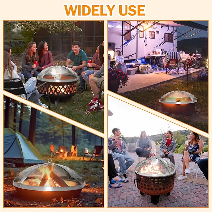 Fire Pit Spark Cover with Insulated Gloves, Compatible with Solo Stove Bonfire 19.5-Inch fire pits, an Easy-to-Lift, Foldable Stainless Steel Spark Cover acer