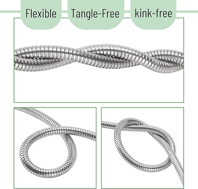 UNCO 3 Feet Heavy Duty Stainless Steel Short Garden Hose, Metal, Water Hose, Non Kink, Durable, Flexible, Lightweight