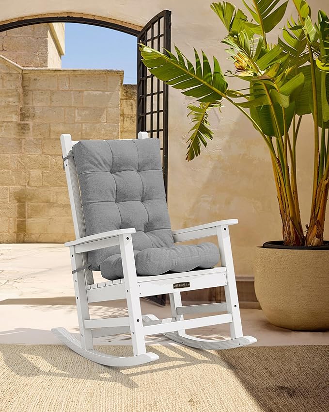 SERWALL HDPE Outdoor Rocking Cushion Set of 4, Memory Foam Cushion Dark Gray