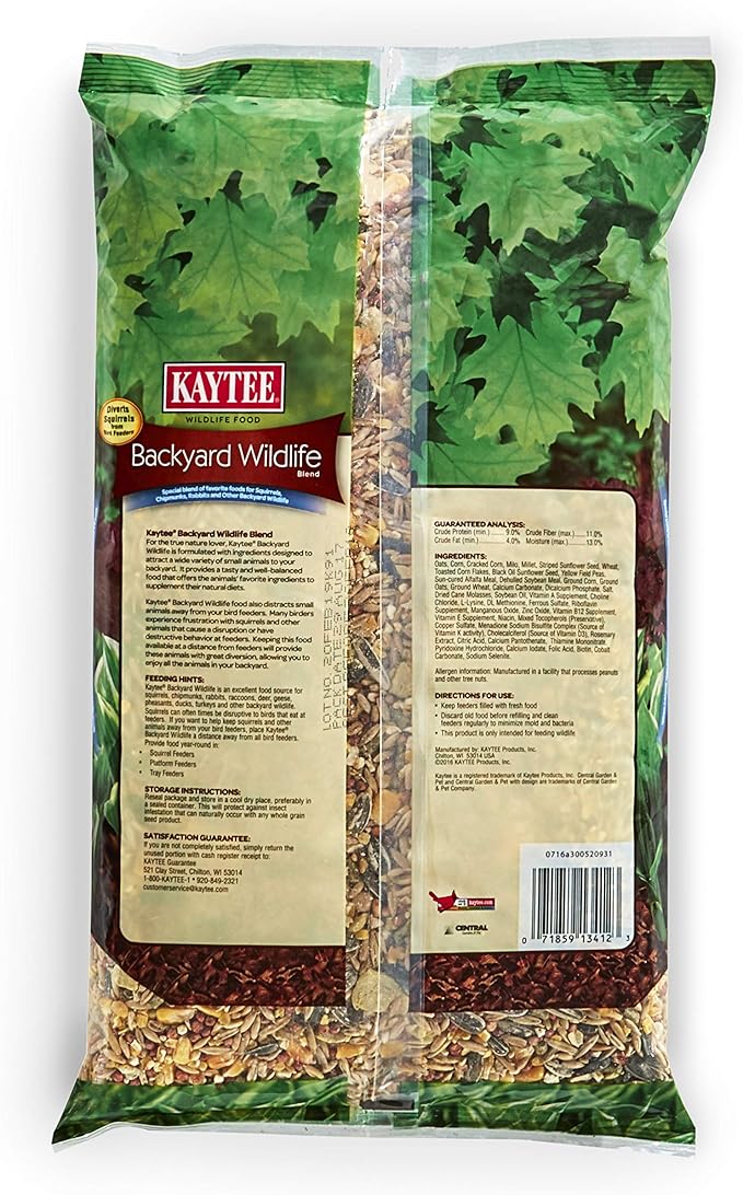 Kaytee Backyard Wildlife Food Blend for Wild Squirrels, Chipmunks, Rabbits and Other Backyard Wildlife, 5 Pound (Pack of 2)
