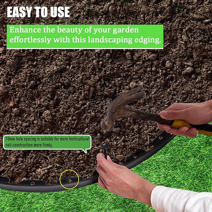 Landscape Edging 2.5 Inch Tall 100 FT, Black Edging for Landscaping with 5Pcs connectors and 120 Pcs Anchoring Spikes for Garden Flower Beds Yard Lawn