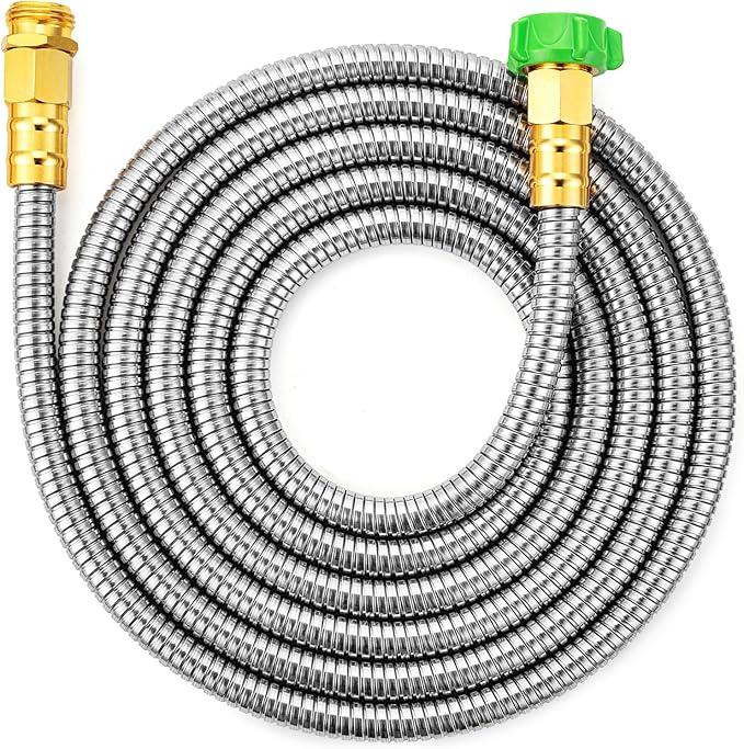 UNCO- Stainless Steel Metal Hose, 12 Feet, No Kink, Metal Garden Hose