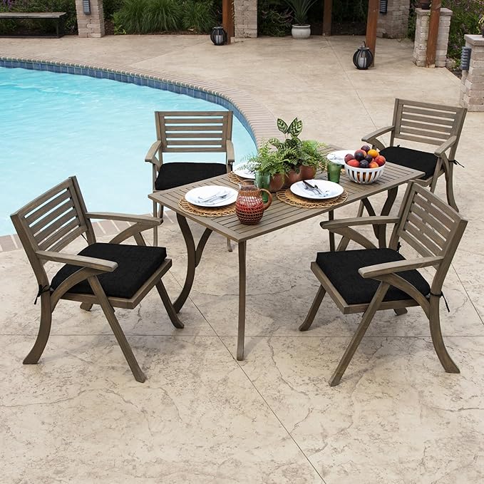 Arden Indoor/Outdoor Seat Or Rocking Chair Cushion, 19 x 18, Water Repellent, Rain Proof, Fade Resistant Cushion for Rocking Or Dining Chairs Black Leala
