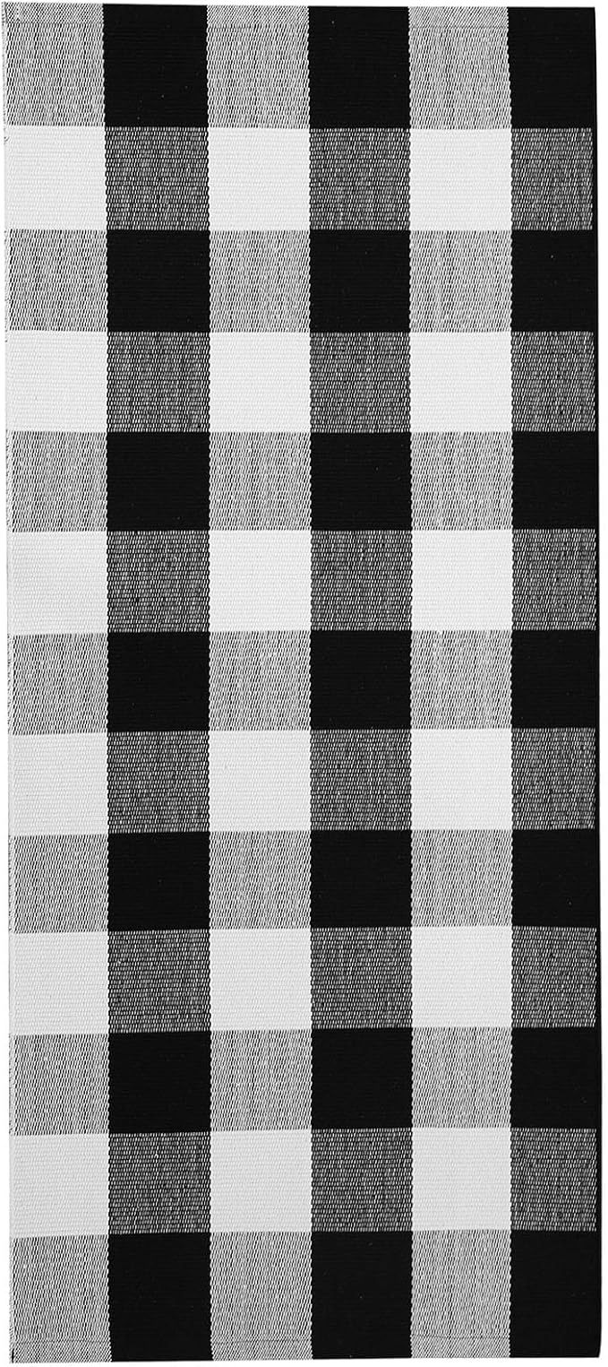 IOHOUZE Buffalo Plaid Checkered Rug 2x4.3 Ft Front Door Mats, Washable Area Rugs for Front Porch Decor, Spring Summer Welcome Mats Outdoor, Black White Rug for Farmhouse/Entryway/Home Entrance