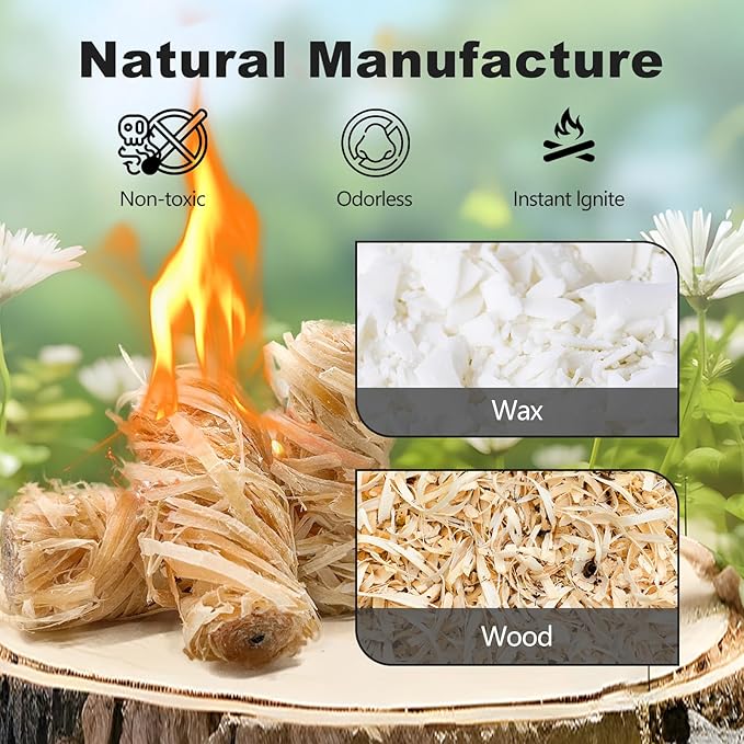 150 Pcs Fire Starter - Natural Fire Starters for Fireplace, Pellet Stove, BBQ, Pizza Oven, Fire Pit &Chimney, Fire Starters for Grill, Charcoal Starter
