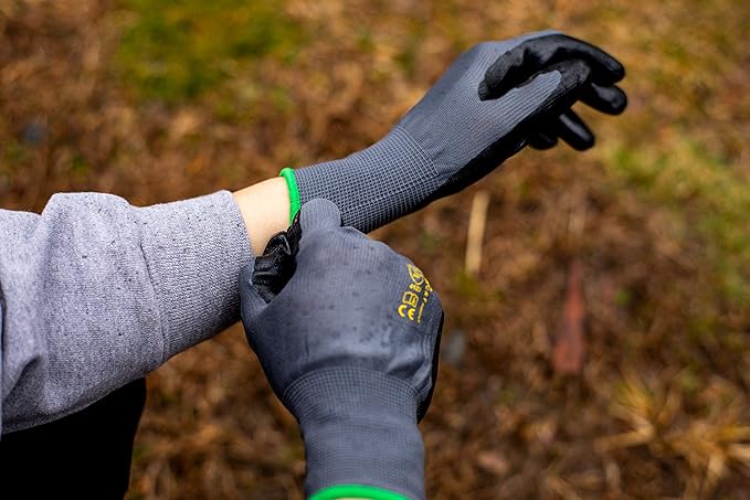 G & F Products 12 PAIRS Mens Working Gloves with Micro Foam Coating - Garden Gloves Texture Grip - men’s Work Glove For general purpose, construction, yardwork, Large (1519L-12),Grey/Black