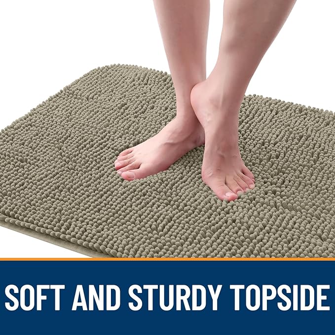 OLANLY Dog Door Mat for Muddy Paws 40x32, Absorbs Moisture and Dirt, Absorbent Non-Slip Washable Doormat, Quick Dry Chenille Mud Mat, Entry Indoor Entryway Carpet for Inside Floor, Warm Taupe
