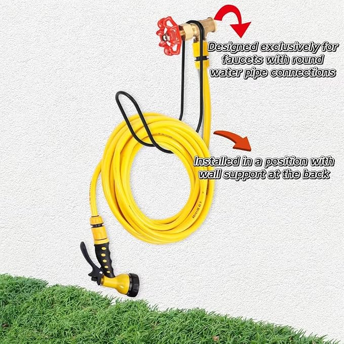 Garden Hose Storage Hook Water Hose Holder Hose Hanger,304Stainless Steel Solid Hose Hook Holds Up to 50Ft Hose Perfect for Garage, Garden,Tool Room(Matt Black 1pcs)