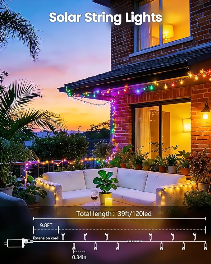 OZS 6 Pack 480LED Solar Christmas String Lights Outdoor, Waterproof 8 Modes Solar Tree Light, Green Wire Christmas Lights Outdoor for Garden, Party, Wedding, Christmas Decorations (Multicolor)