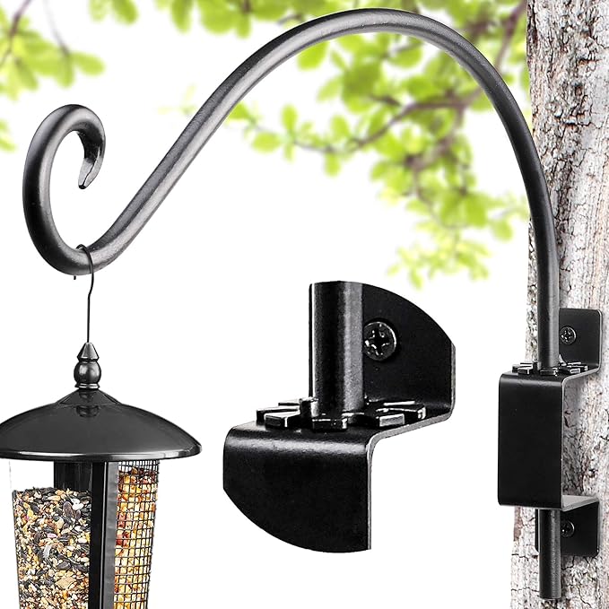 AJART Bird Feeder Hangers Outdoor: 12-Inch Swivel Hanging Plant Bracket for Wall Mount - Swivel Plant Hook for Flower Basket