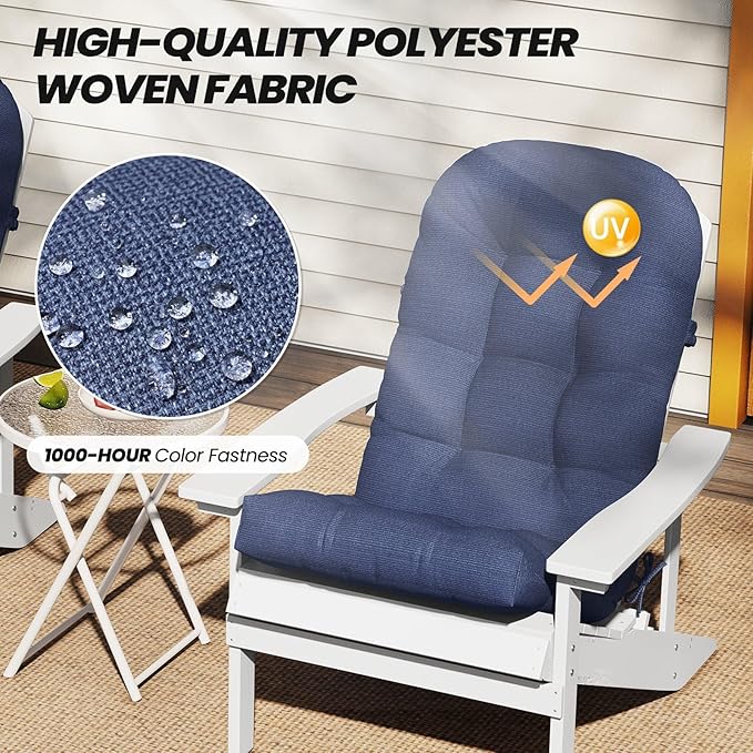 Crestlive 50x20x4 Inch Adirondack Chair Cushion Outdoor Rocking Chair Cushions Water & Fade Resistant High Back Patio Chair Cushions Thick, Sky Blue