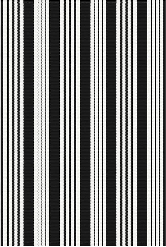 IOHOUZE Black and White Striped Rug 4'x6' Outdoor Rugs, Washable Area Rug for Double Front Door, Large Patio Rug Outdoor Indoor, Doormat for Entryway Porch Entrance