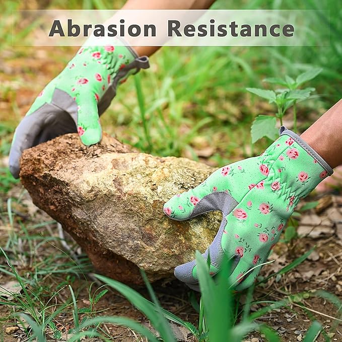 Baidast Garden Gloves, Breathable Leather Gardening Gloves Thorn Proof for Digging, Planting, Pruning