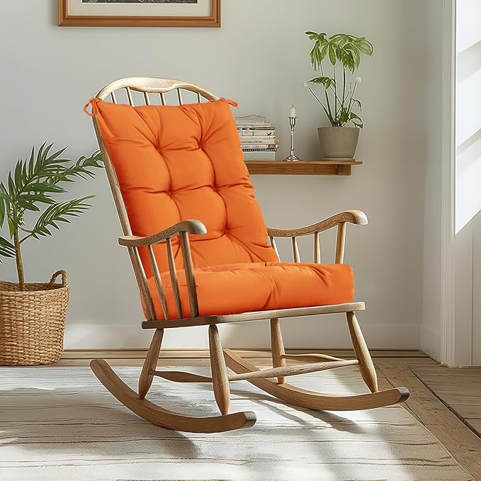mudilun Rocking Chair Cushion Non-Slip Tufted Indoor/Outdoor Rocking Chair Cushions 80% Water Proof with Straps for Living Room Baby Room Garden High Back Rocking Chair Pads