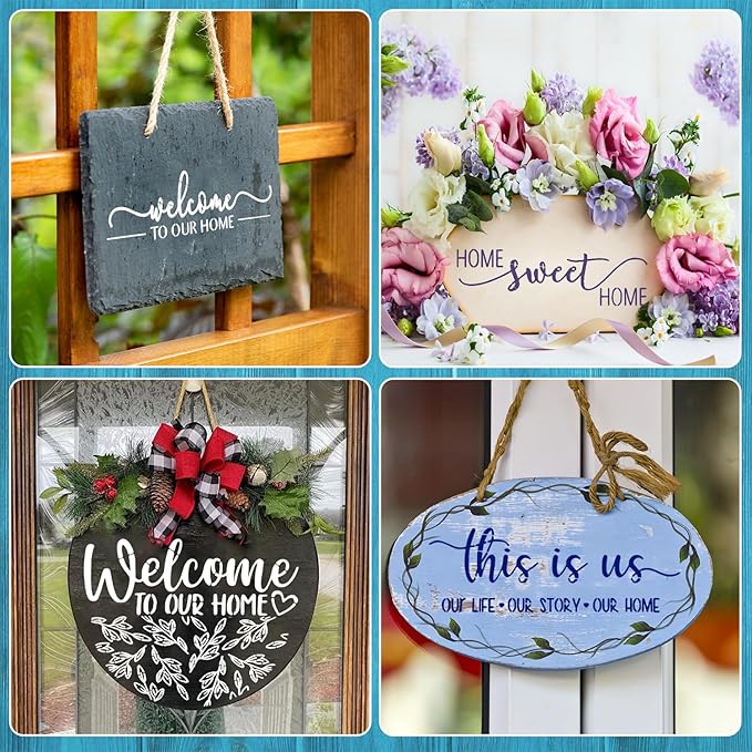 17 PCS Welcome Stencils for Painting on Wood, Family Doormat Reusable Welcome Letters Templates for Wood Sign, Half Round Plastic Stencils Set for Door Mats Furniture Sign Canvas Wall DIY Crafts