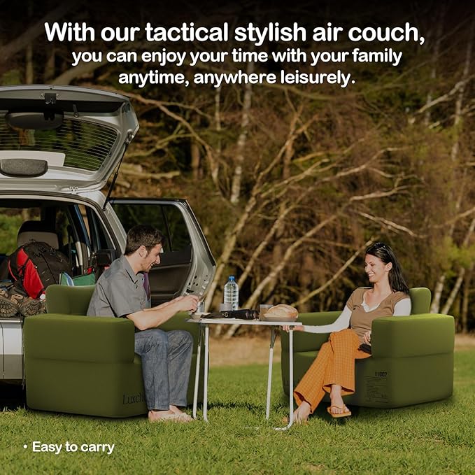 Inflatable Couch Premium Oxford Cloth Inflatable Sofa with Built-in Pump Rechargeable Portable Blow Up Couch for Camping Outdoor Travel Home Guests Backyard Patio | Durable Fabric, Easy Inflation, Waterproof, Puncture Resistant, Luxury Stylish