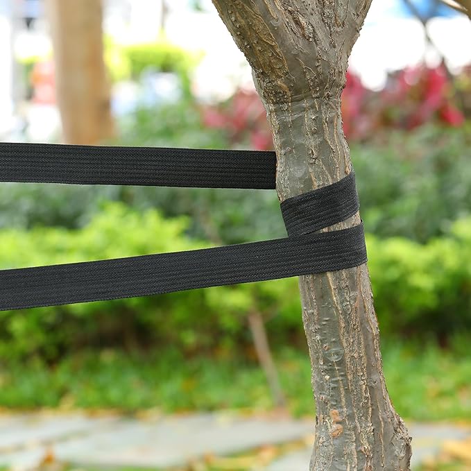 Shappy Tree Tie Strap Garden Webbing Strap Garden Plant Supports Tree Tie Staking for Outdoor Use, Plant Supports, Grafting, Straightening Supplies(Black,295 Feet x 1.5 Inch)