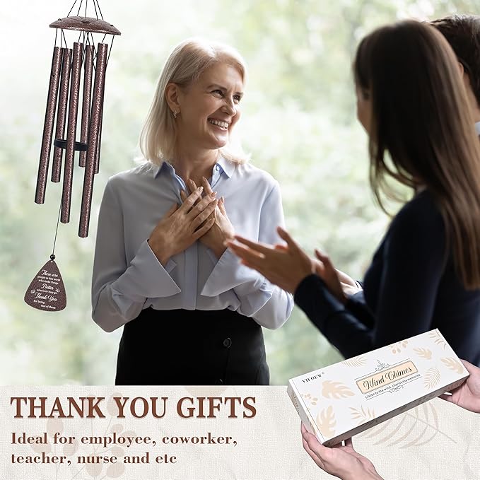 Thank You Gifts for Women Men, 32" Wind Chimes Thank You Gift, Appreciation Gifts for Employee Coworkers Pastor Teachers Colleague, Thanksgiving Day Hostess Gift for Family Friends, Home Decor