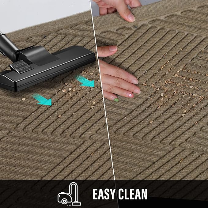 Sturdy Front Door Mat, Absorbent Muddy Dirt Resist Welcome Door Mats Outdoor Indoor, Stain and Fade Resistant, Non-Slip Rubber Backing Low Profile Doormat for Entryway, 60×36, Beige