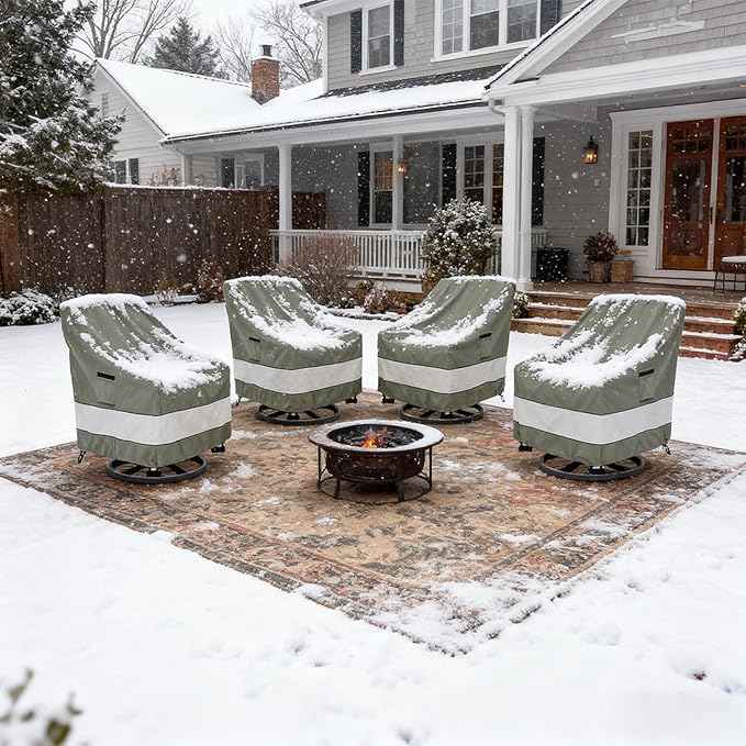 Outdoor Swivel Chair Cover 4 Pack,Waterproof 100% Outdoor Patio Chair Covers,35W x 37 D x 38.5 H inches,Outside Furniture Lounge Deep Seat Cover -Grayish Green