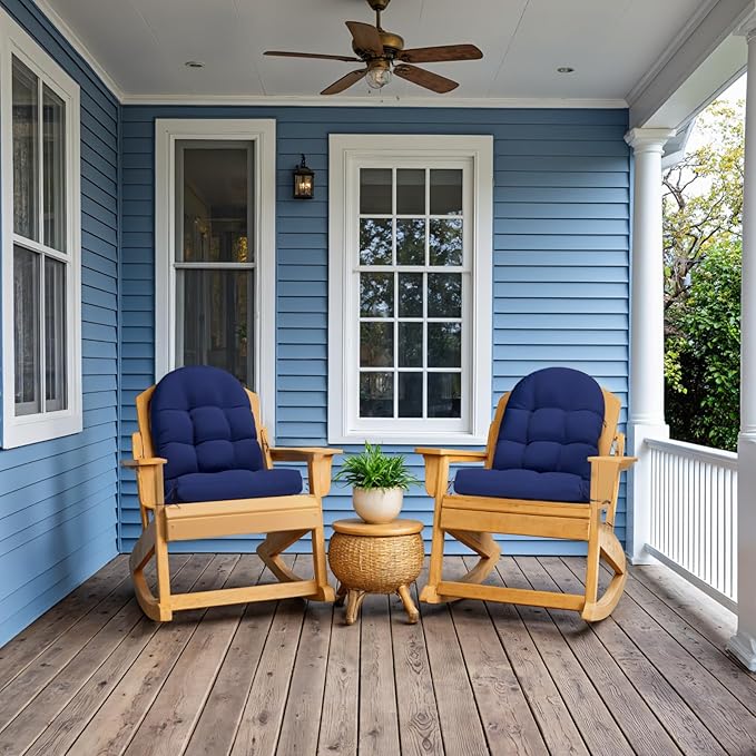 Adirondack Chair Cushion, Rocking Chair Cushions, High Back Patio Cushions, Thickened Weather Resistant Patio Cushion with 6 Ties, Non Slip Fade & Waterproof