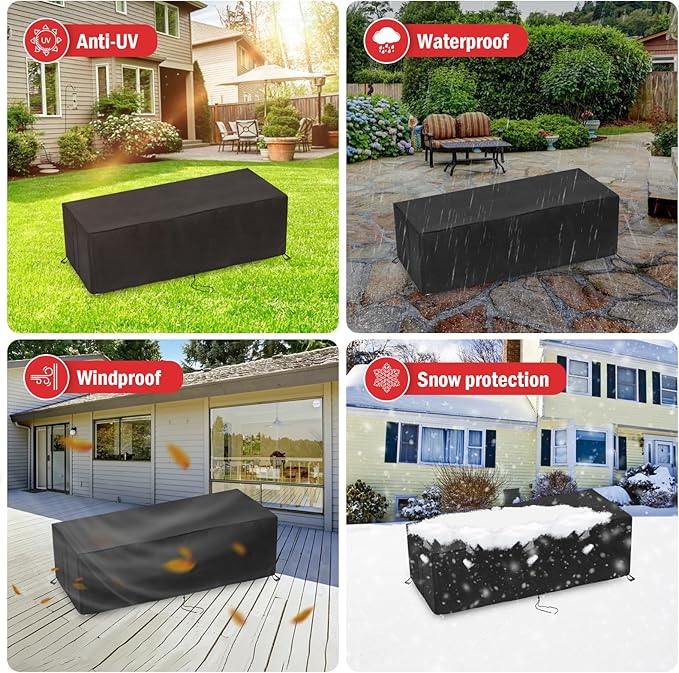 Fire Pit Cover Rectangular 42 Inch,Propane Gas Fire Pit Table Cover,Outdoor Waterproof Firepit Table Cover - 42 x 21 x 15 Inch
