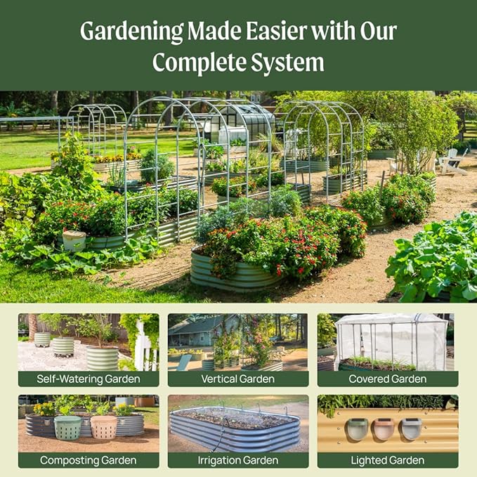 Vego garden Raised Garden Bed Kits, 17" Tall 9 in 1 8ft x 2ft Metal Raised Planter Bed for Vegetables Flowers Ground Planter Box, Sky Blue
